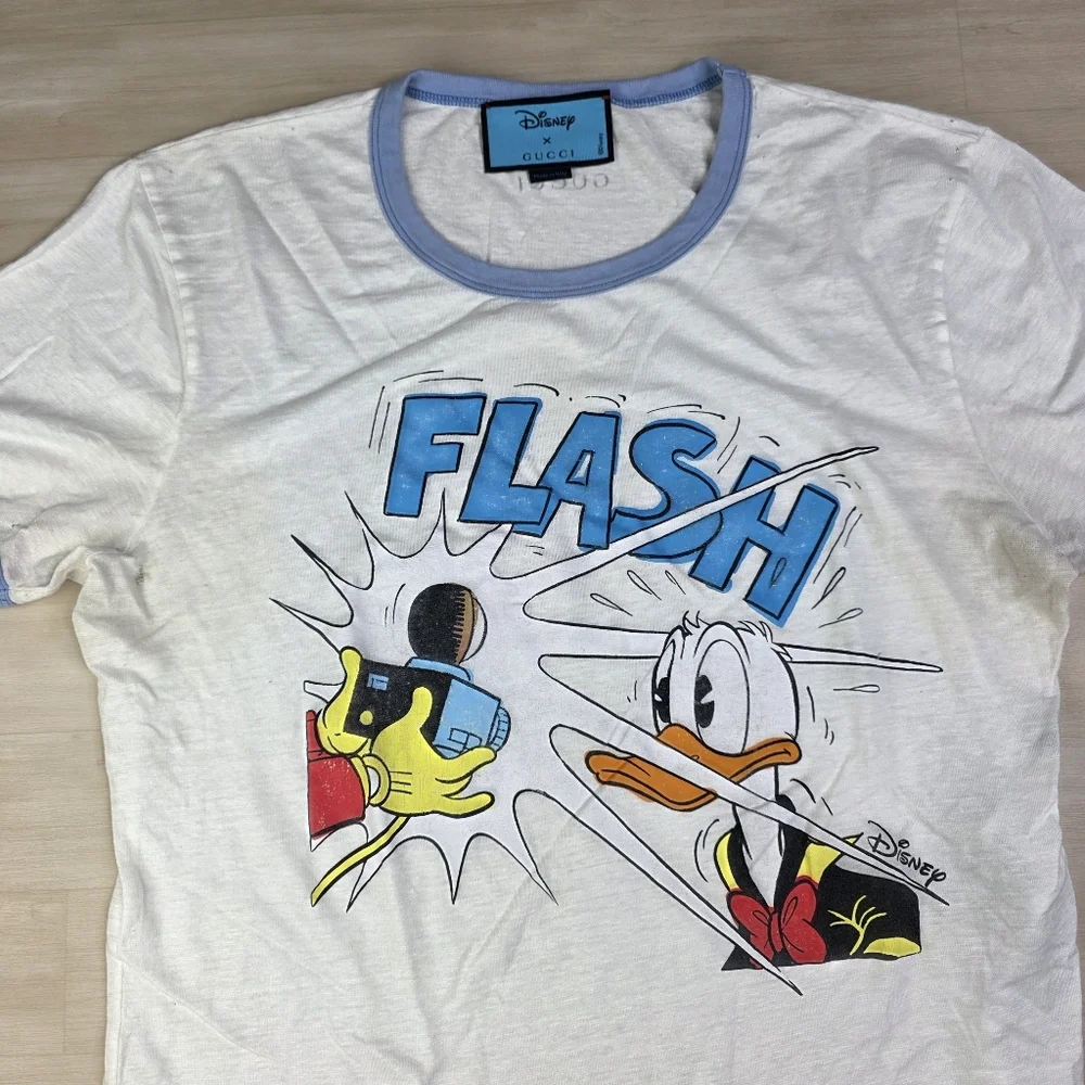 Gucci x‎ Disney Donald Duck Flash Ringer Shirt Men's Size Medium